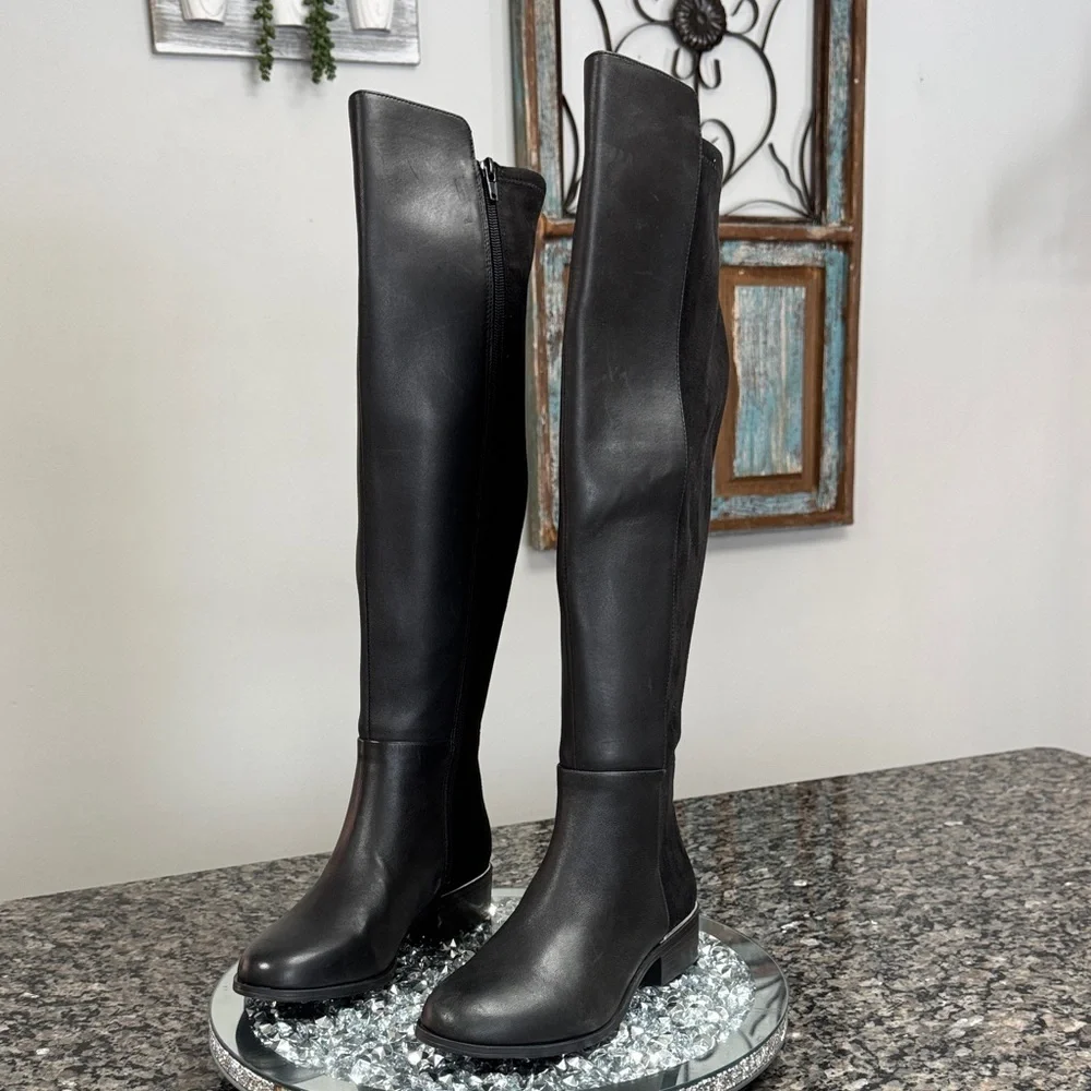 Alfani leather Black tall Boots with stretchy calf NEW 5.5
